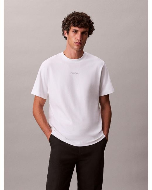 T-Shirt Relaxed En Piqué De Coton Calvin Klein pour homme en coloris White