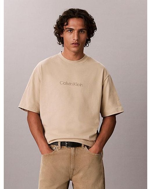 Calvin Klein Natural Relaxed Heavy Jersey Logo T-Shirt for men