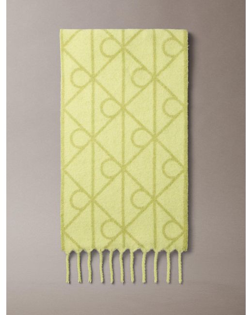 Calvin Klein Yellow Warm Wool Blend Logo Scarf for men