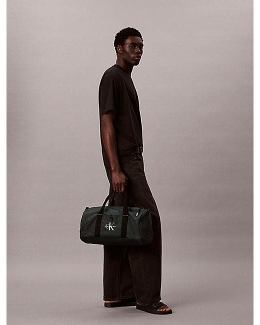 Calvin Klein Green Bold Logo Nylon Duffle Bag for men