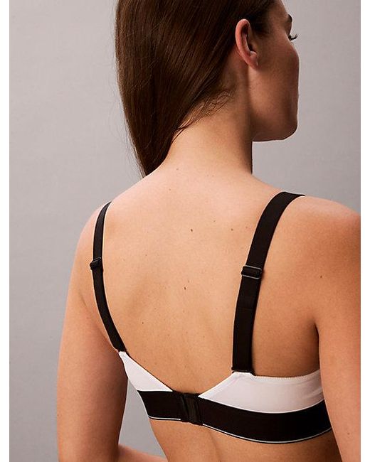 Calvin Klein White Lightly Lined Bralette Graphic Monogram Microfibre Stretch