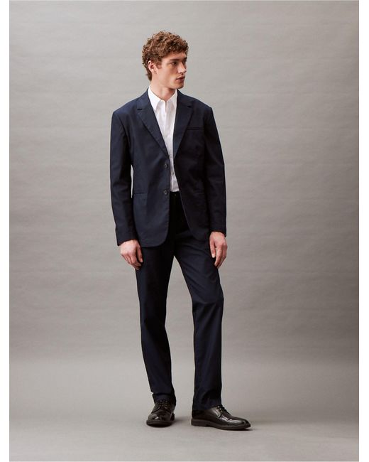 Calvin Klein Gray Cotton Stretch Classic Fit Pants for men