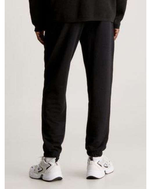 Pantalón de chándal de felpa de algodón Calvin Klein de hombre de color Black