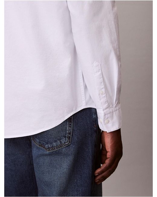 Calvin Klein White Jeans Oxford Cotton Button Down Shirt for men