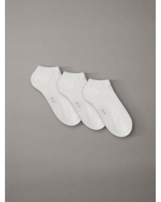 Calvin Klein 3-Pack Zachte Katoenstretch Enkelsokken in het Gray