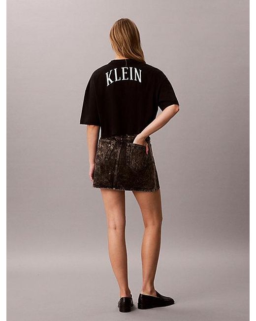 Calvin Klein Brown Jeans Cropped Varsity Logo T-Shirt