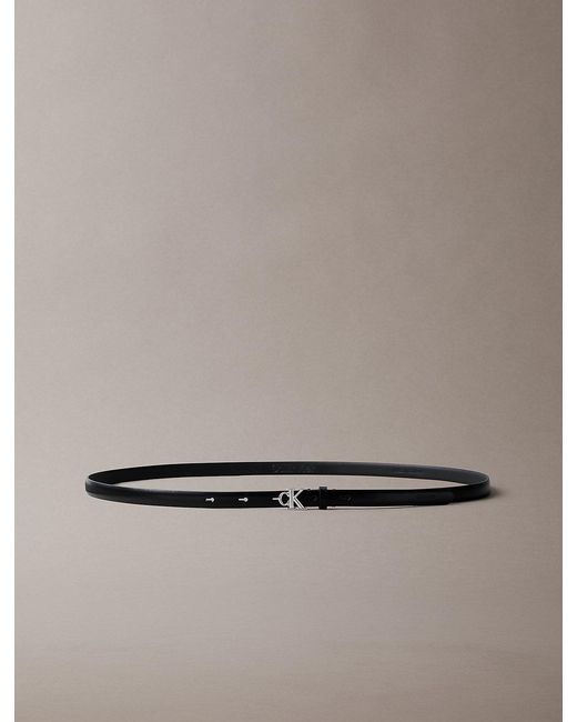 Calvin Klein Gray Full Grain Leather Skinny Logo Belt