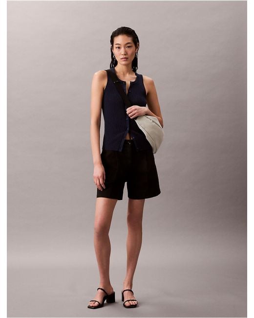 Calvin Klein Black Calvin Klein Smooth Cotton Rib Sweater Tank