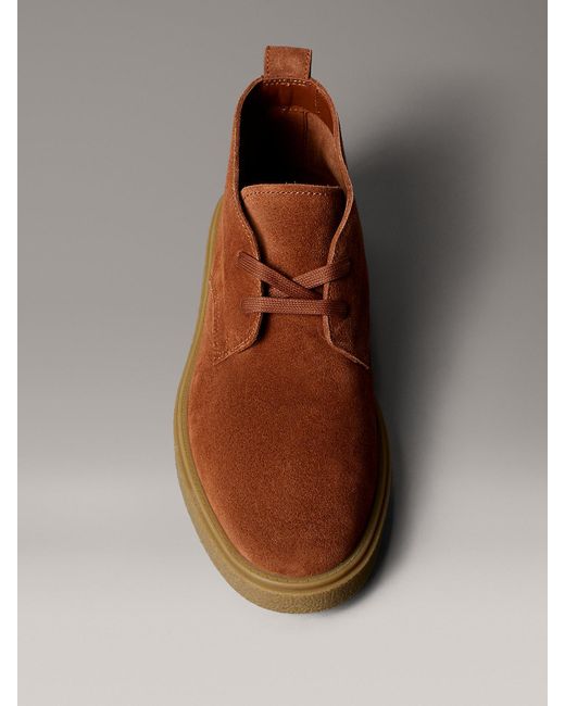 Calvin Klein Brown Suede Airfit Cushioned Desert Boots for men