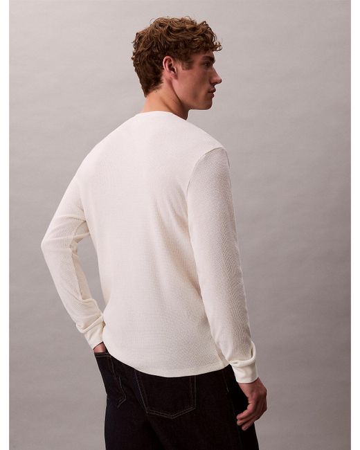 Calvin Klein White Long Sleeve Waffle T-Shirt for men