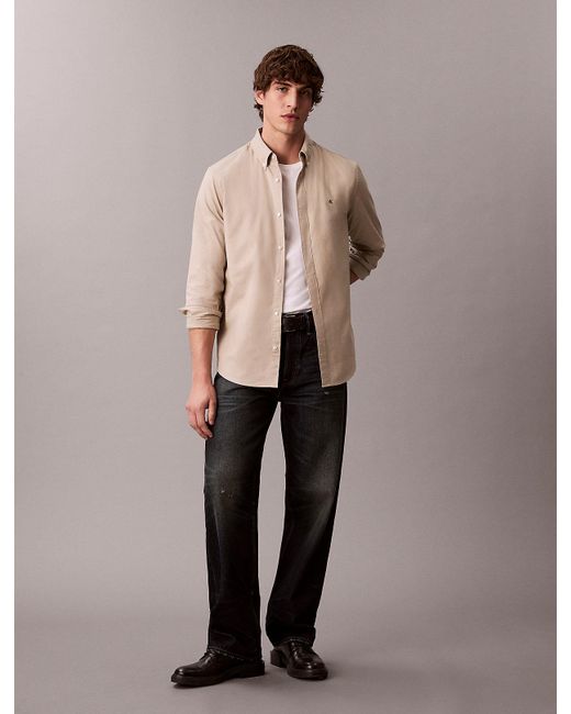 Calvin Klein Natural Solid Classic Oxford Button-Down Shirt for men