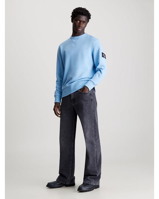 Calvin Klein Blue Monogram Terry Badge Sweatshirt for men