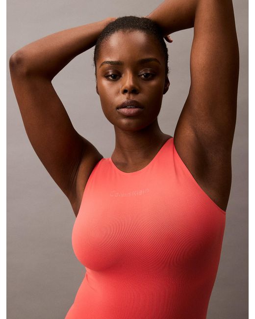 Calvin Klein Red Icon Shapewear Mid-Thigh Bodysuit