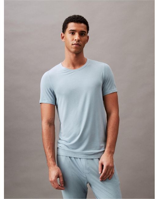 Calvin Klein Blue Ultra-soft Modern Lounge Sleep T-shirt for men