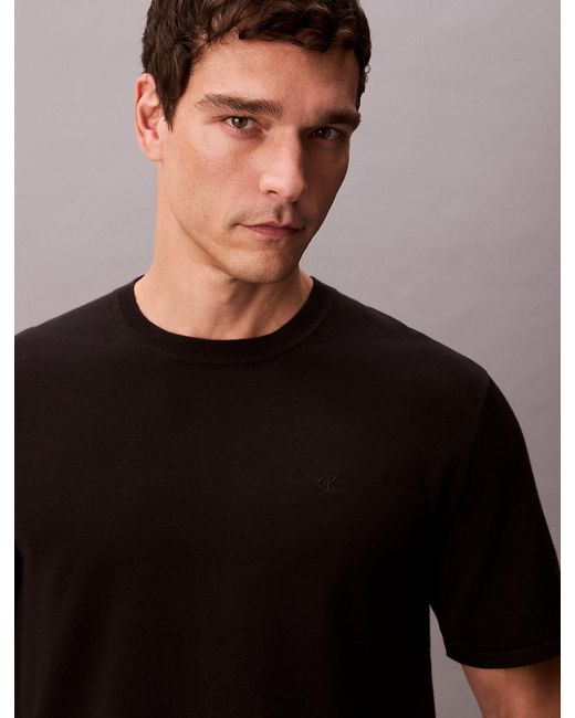 Pull À Manches Courtes En Coton Supima Calvin Klein pour homme en coloris Black