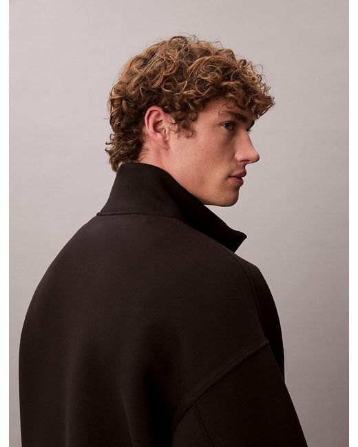 Calvin Klein Black Relaxed Zip Collar Sweatshirt for men