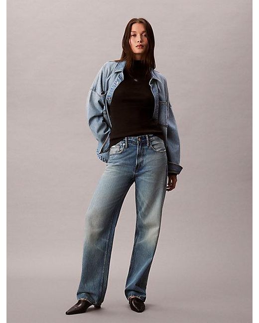 Calvin Klein Black Jeans Ribbed Cotton Turtleneck Top