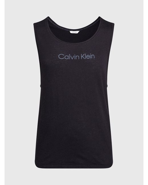 Calvin Klein Blue Cotton Linen Beach Tank Top for men