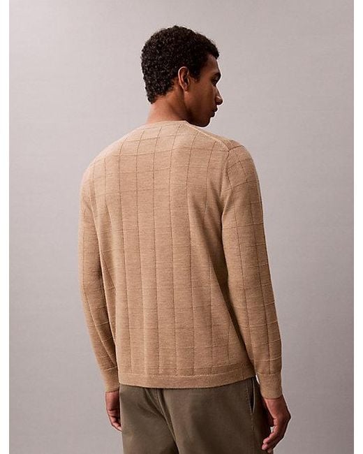 Calvin Klein Natural Merino Wool Grid Jumper for men