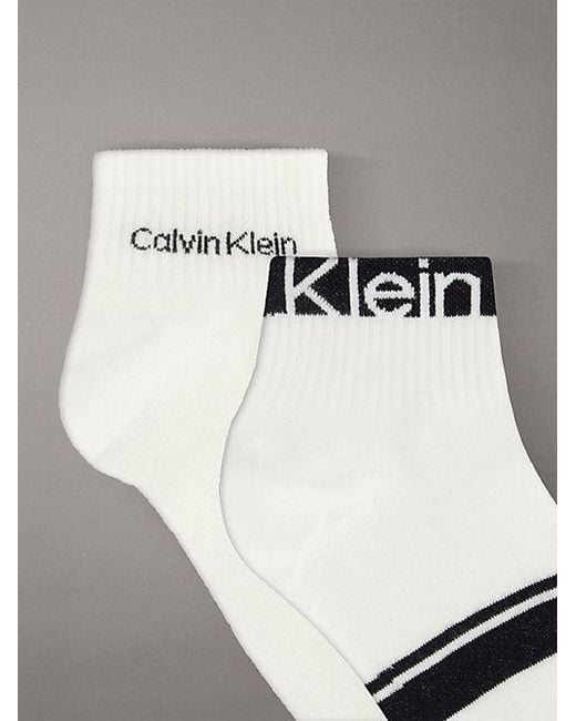 Calvin Klein Gray 4 Pack Cotton Logo Stripe Ankle Socks for men