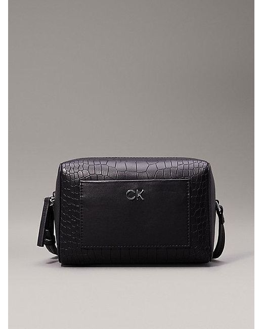 Calvin Klein Black Crossbody Bag im Krokodil-Look