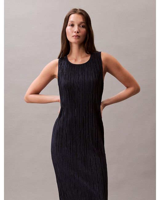 Calvin Klein Multicolor Plisse Sleeveless Midi Dress