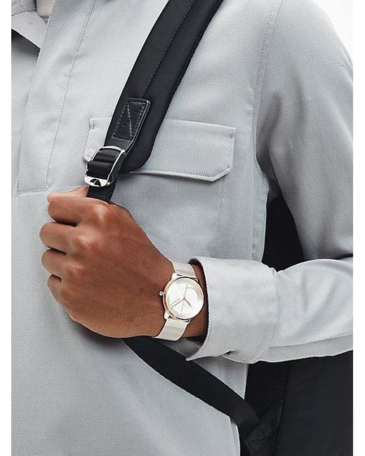 Calvin Klein Gray Monogram Logo Mesh Bracelet Watch