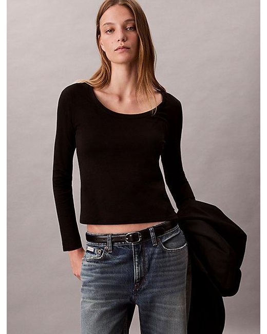 Calvin Klein Black Scoop Neck Top