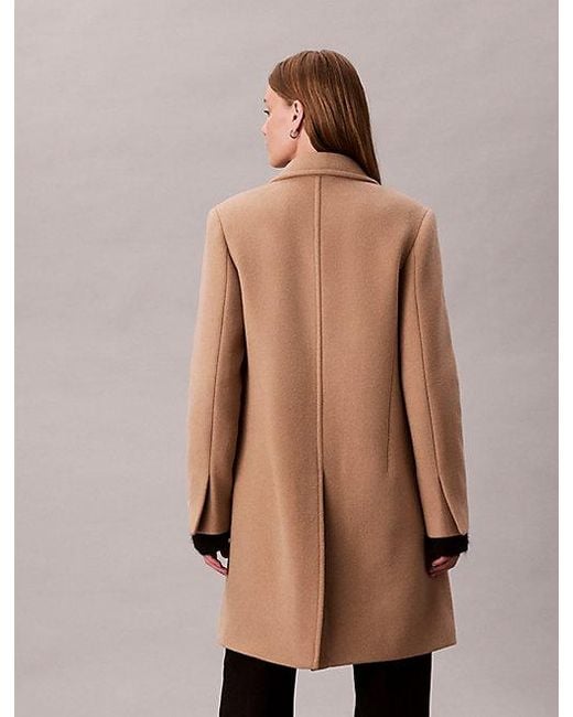 Calvin Klein Brown Wool Blend Tailored Coat