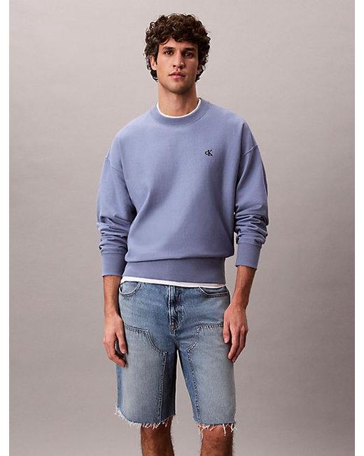 Calvin Klein Blue Relaxed Monogram Sweatshirt for men