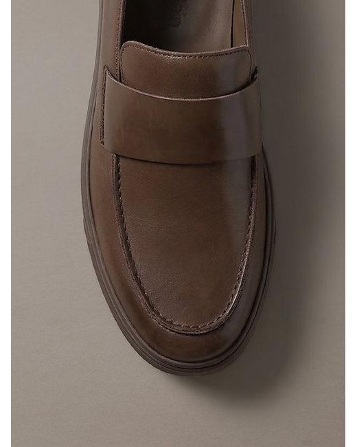 Calvin Klein Brown Leather Hybrid Cupsole Loafers for men