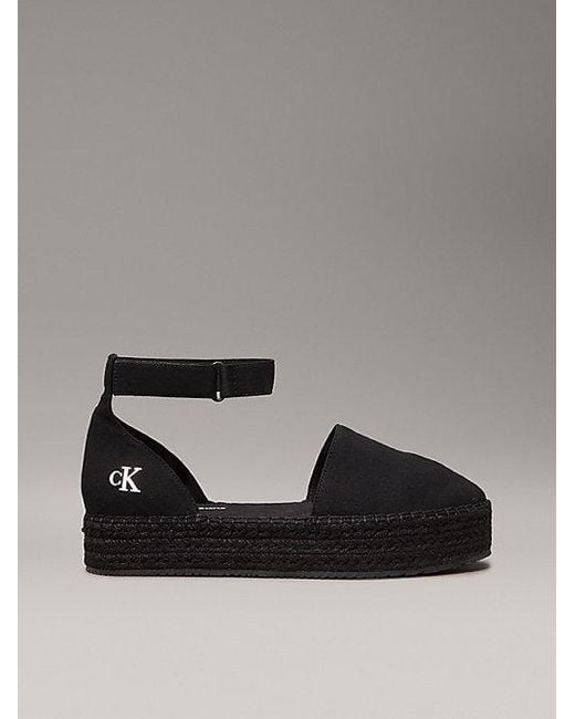 Calvin Klein Canvas Plateau-Espadrilles in het Gray