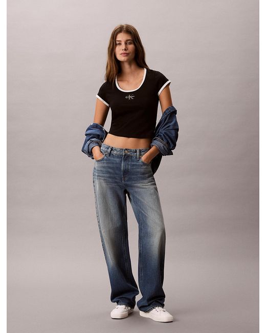 Calvin Klein Black Slim Cotton Stretch Ringer T-Shirt