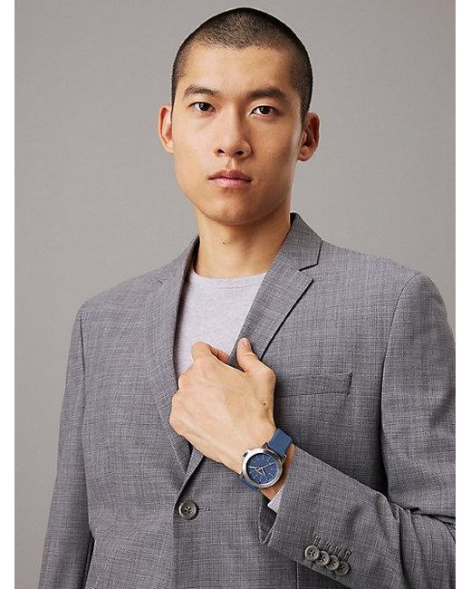 Calvin Klein Blue Bold Dial Silicone Strap Watch for men