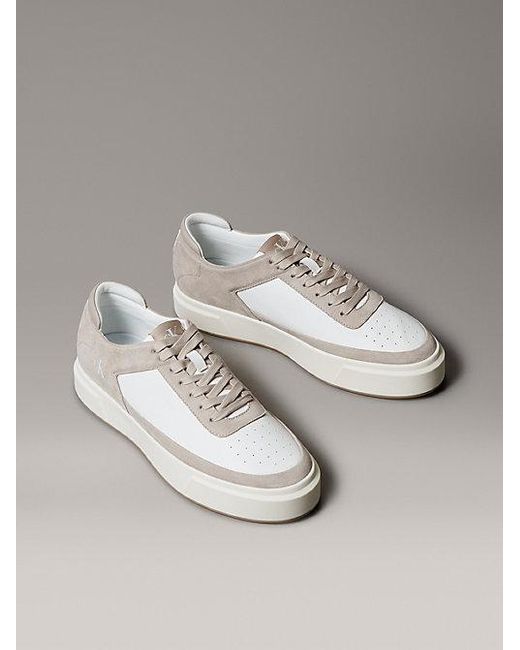Calvin Klein Signature Sneakers Van Leer En Suède in het Metallic voor heren
