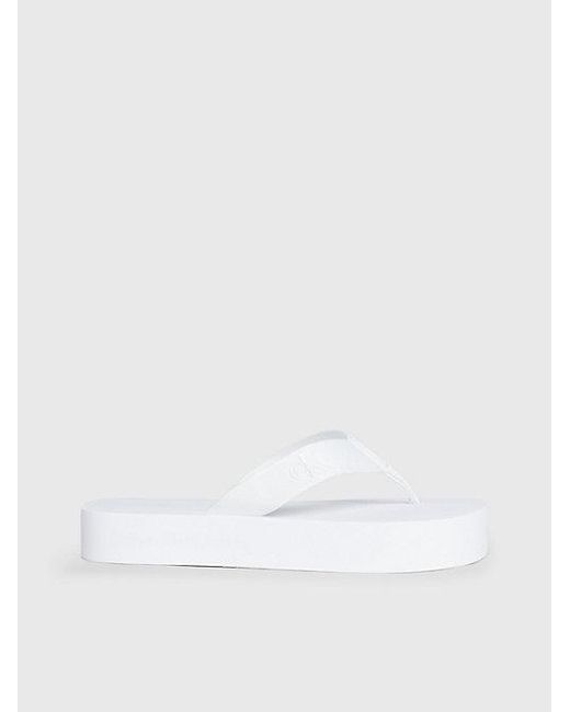 Calvin Klein White Plateau-Flip-Flops