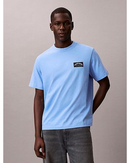 Calvin Klein Blue Jeans Varsity Badge T-Shirt for men