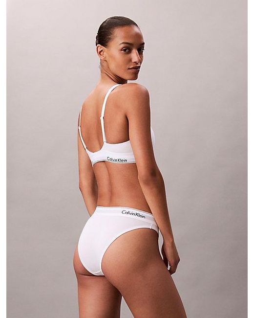 Calvin Klein White Unlined Triangle Bralette Icon Cotton Modal
