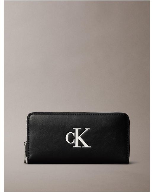Calvin Klein Gray Bold Monogram Long Zip Wallet