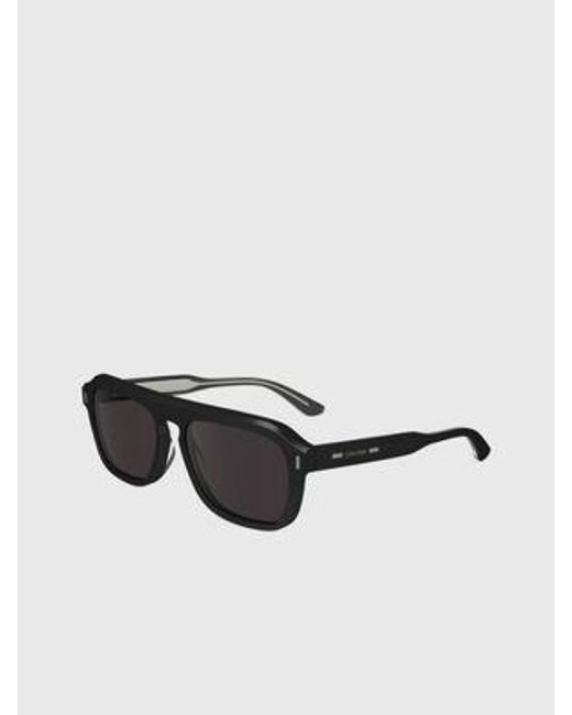 Calvin Klein Aangepaste Rechthoekige Zonnebril Ck24504s in het Black voor heren
