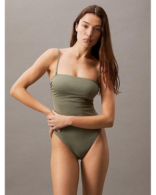 Calvin Klein Bandeau Badpak in het Brown