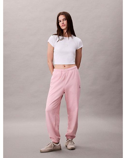 Calvin Klein Pink Jeans Cotton Terry Monogram Joggers