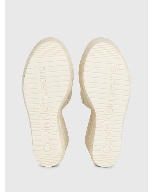 Calvin Klein Natural Canvas Espadrille Wedge Sandals