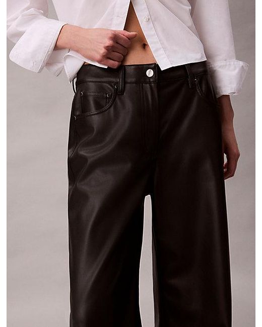 Calvin Klein Black Jeans Faux Leather 5 Pocket Trousers