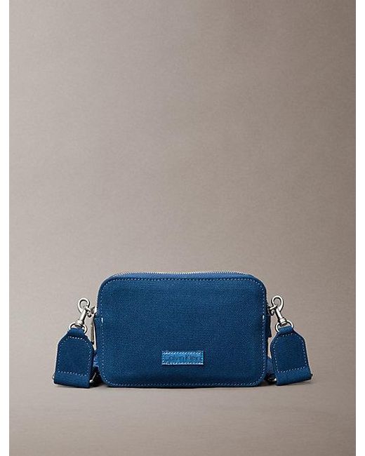 Calvin Klein Blue Canvas Crossbody Camera Bag