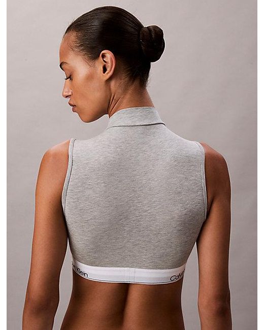 Calvin Klein Gray Lightly Lined Mockneck Bralette Icon Cotton Modal