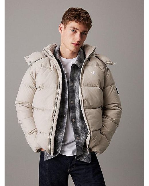 Calvin Klein Donzen Pufferjack Met Capuchon in het Gray voor heren