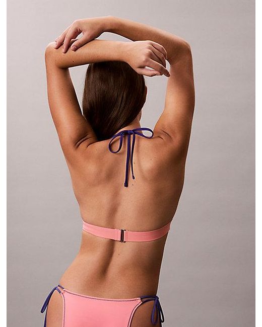Calvin Klein Pink Halter Triangle Bikini Top Ck Monogram