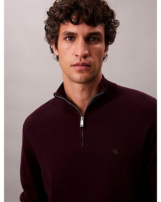 Calvin Klein Multicolor Merino Wool Quarter Zip Jumper for men