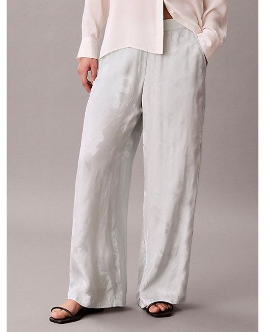 Calvin Klein Multicolor Viscose Jacquard Floral Trousers